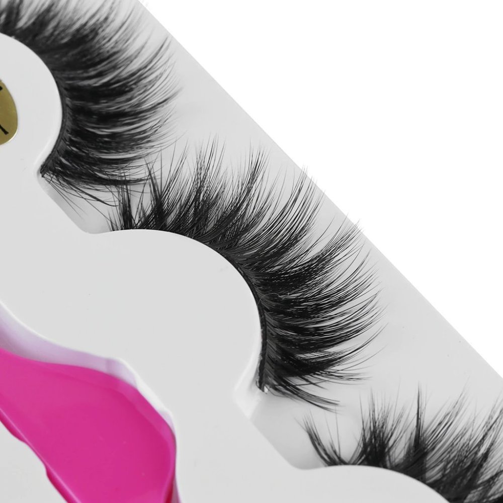 3 Pair 6D Mink False Eye Lashes with Pink …
